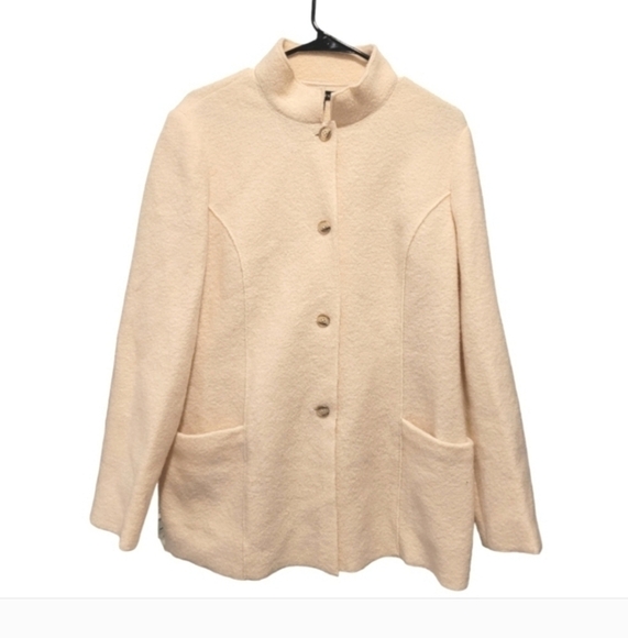 Lands' End Kids Wool Cream Button Up Coat Size 14 - Picture 1 of 7